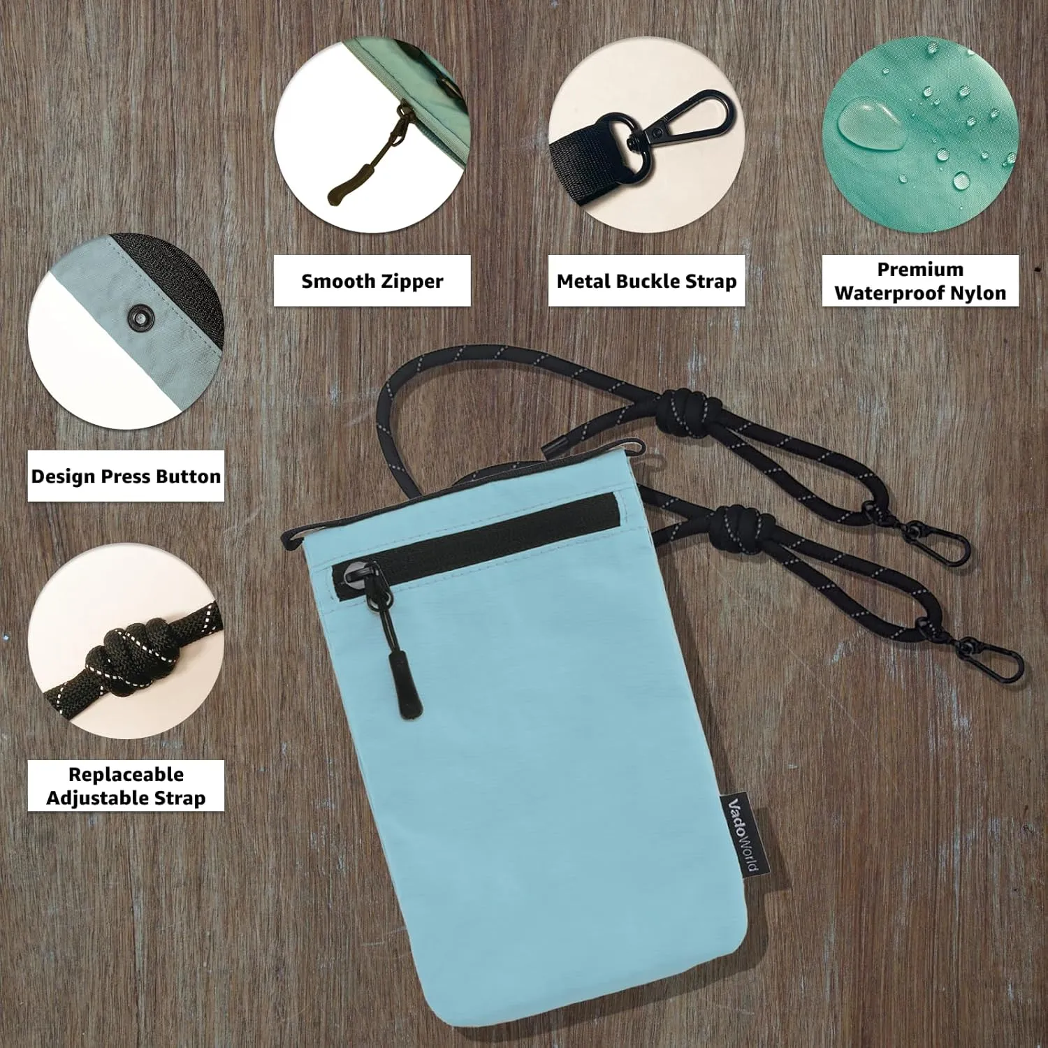 Small Nylon Crossbody Bags for Women Men, Foldable Lightweight Sacoche with Zippers Sling Bag with Adjustable Strap