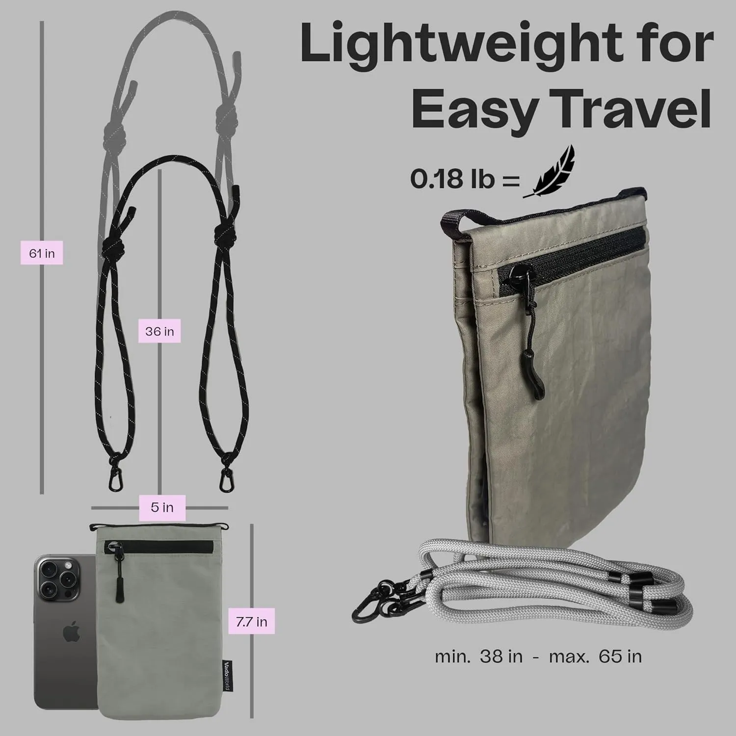 Small Nylon Crossbody Bags for Women Men, Foldable Lightweight Sacoche with Zippers Sling Bag with Adjustable Strap