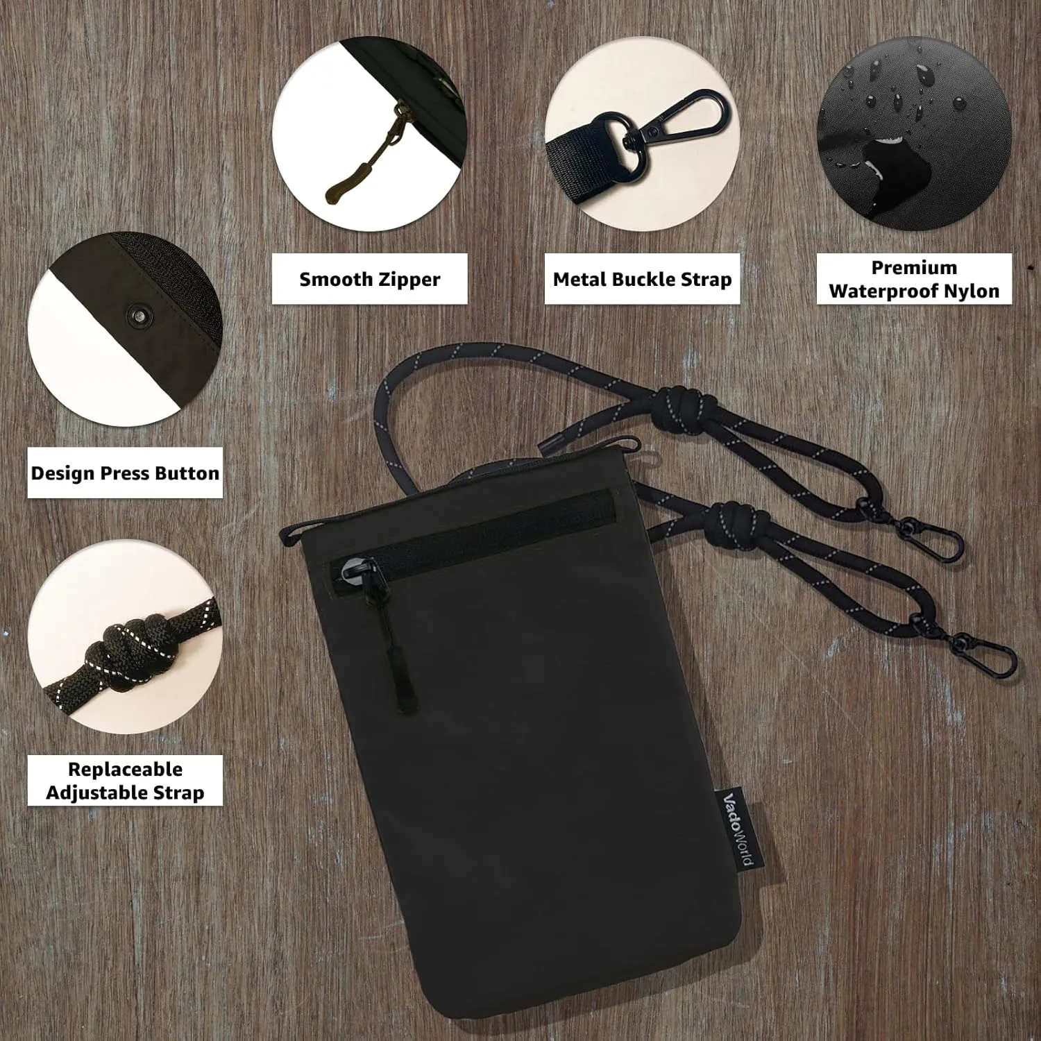 Small Nylon Crossbody Bags for Women Men, Foldable Lightweight Sacoche with Zippers Sling Bag with Adjustable Strap