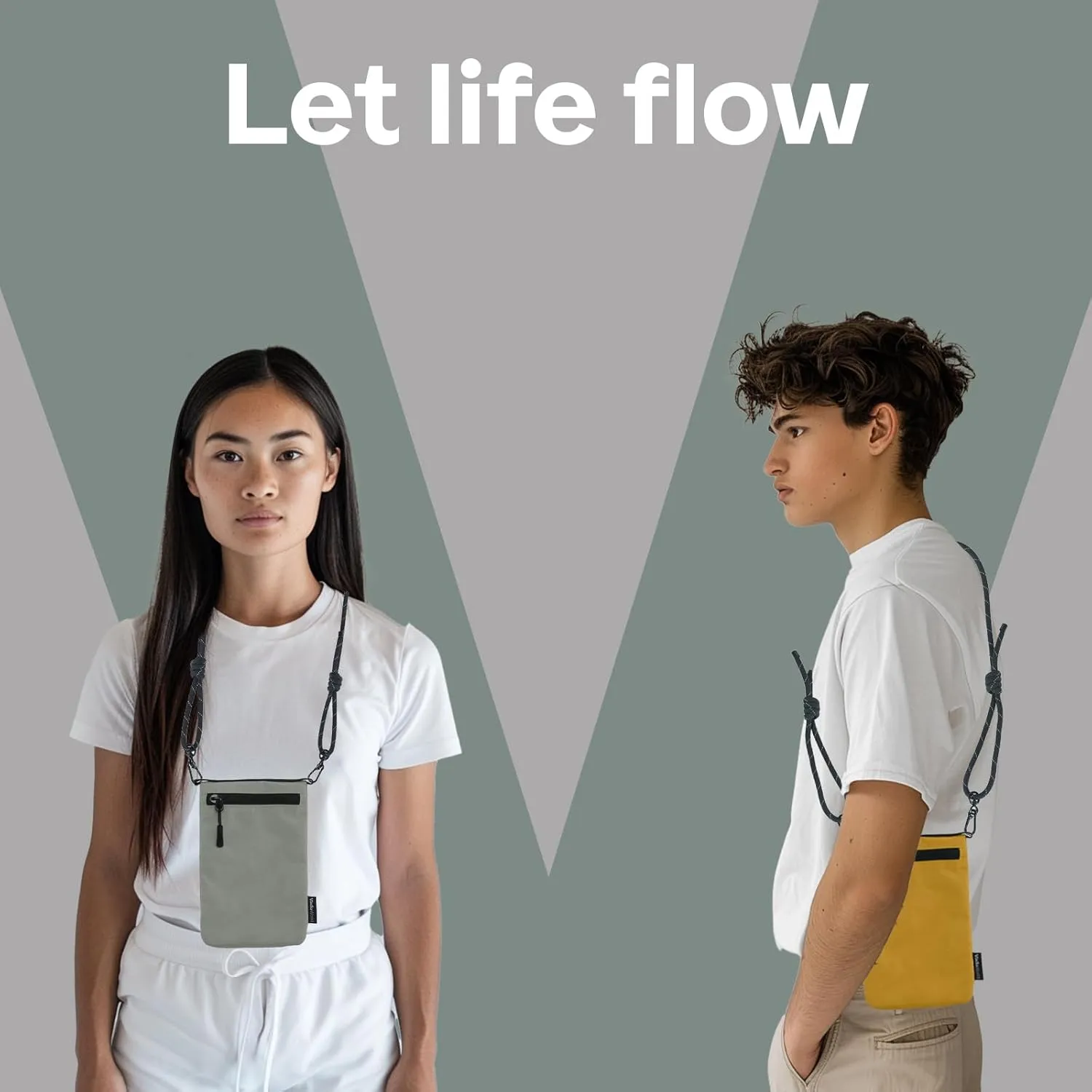 Small Nylon Crossbody Bags for Women Men, Foldable Lightweight Sacoche with Zippers Sling Bag with Adjustable Strap
