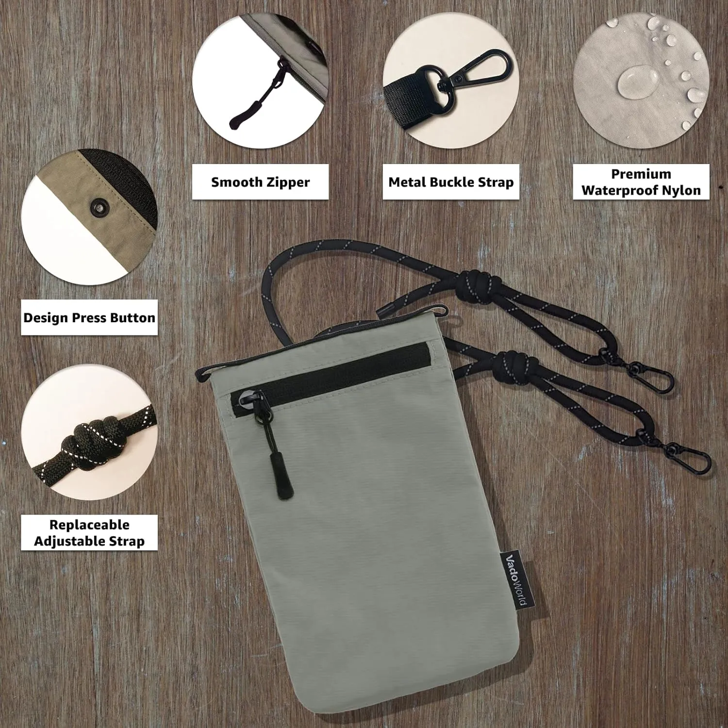 Small Nylon Crossbody Bags for Women Men, Foldable Lightweight Sacoche with Zippers Sling Bag with Adjustable Strap