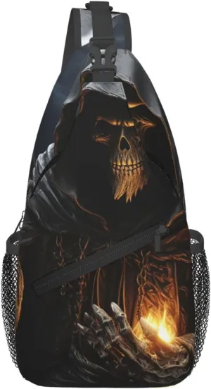 Small Sling Bag for Women Men Grim-Reaper Crossbody Bag Casual Hiking Chest Bags Fashion Fanny Pack