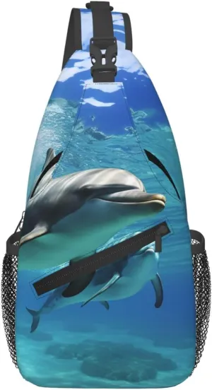 Small Sling Bag for Women Men Marine dolphin Crossbody Bag Casual Hiking Chest Bags Fashion Fanny Pack
