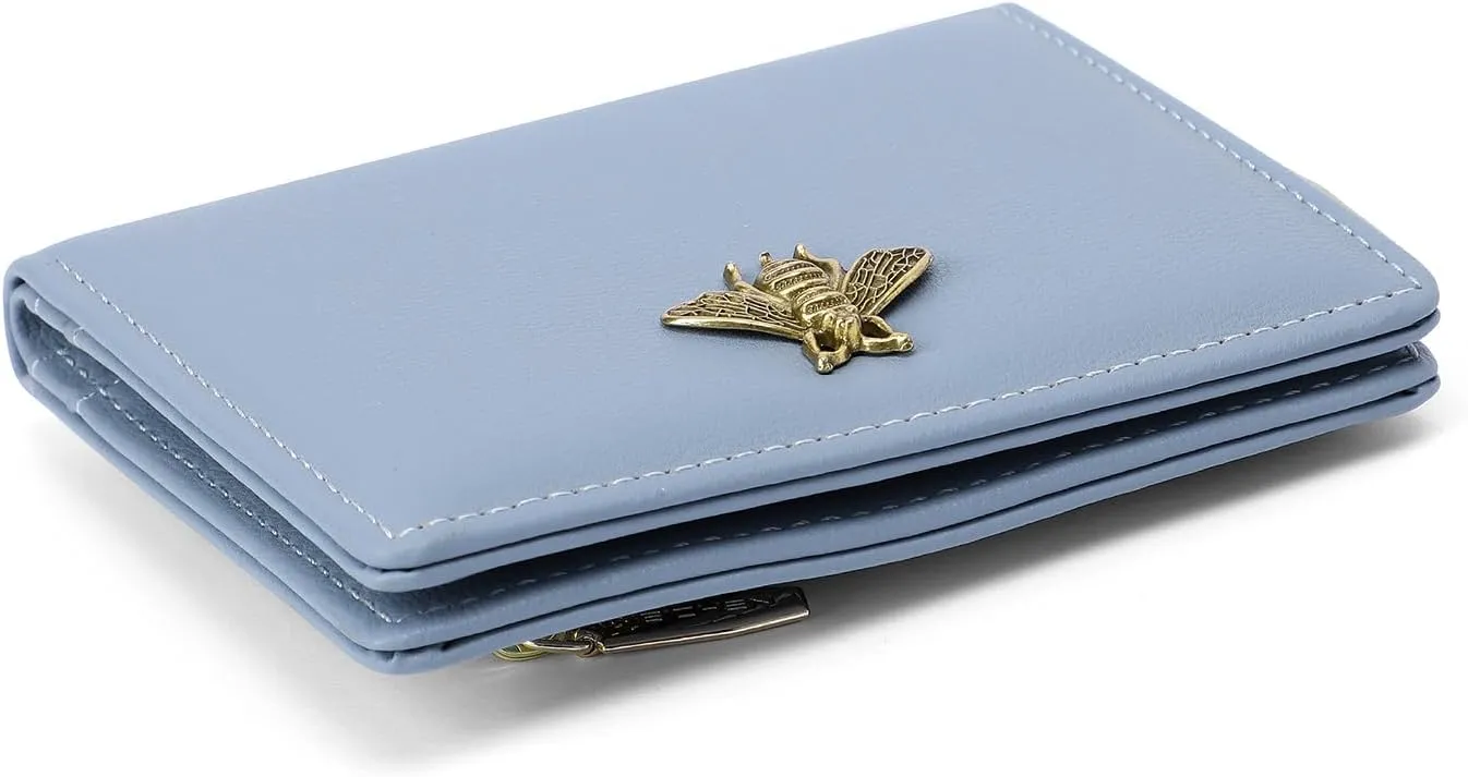 Small Women Wallet RFID Blocking Bifold Pocket Wallet Slim Compact Ladies Purse Mini Wallets For Women (Blue)