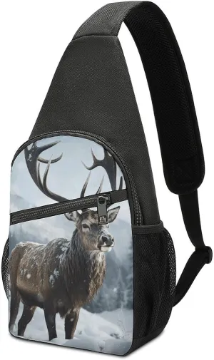 Snow Elk Sling Bag Casual Chest Bag Crossbody Shoulder Backpack Sport Travel Hiking Daypack for Women Men