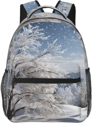Snowflake Pine Tree Backpack for Men Women Casual Daypack Laptop Backpack Computer Bag Travel Laptop Bag