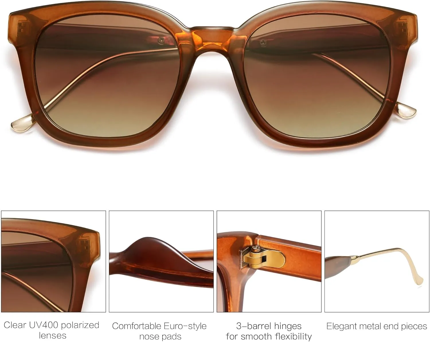 SOJOS Classic Square Polarized Sunglasses Womens Mens Retro Trendy UV400 Sunnies SJ2050