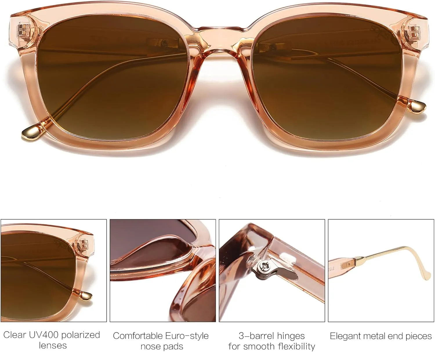 SOJOS Classic Square Polarized Sunglasses Womens Mens Retro Trendy UV400 Sunnies SJ2050