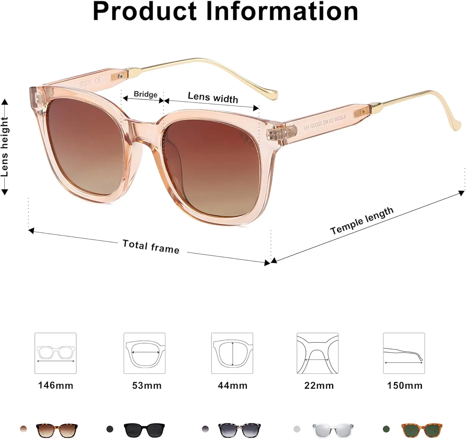 SOJOS Classic Square Polarized Sunglasses Womens Mens Retro Trendy UV400 Sunnies SJ2050