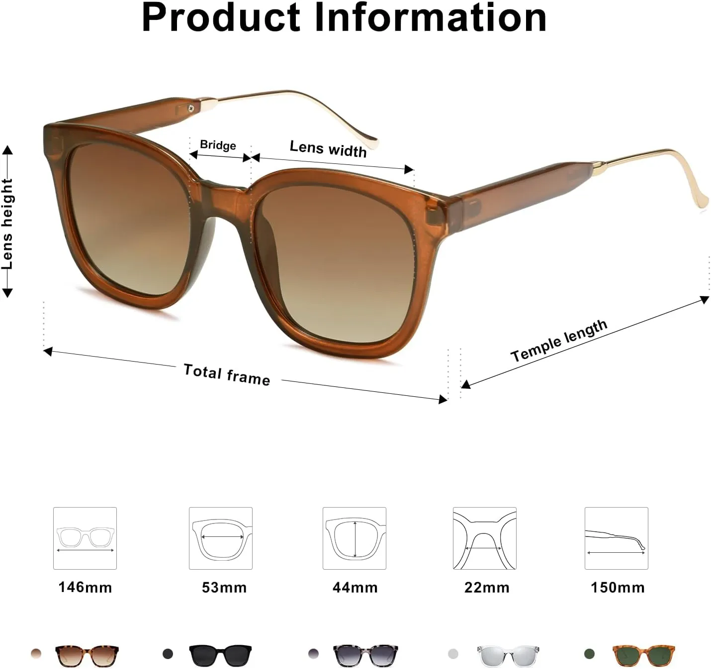 SOJOS Classic Square Polarized Sunglasses Womens Mens Retro Trendy UV400 Sunnies SJ2050