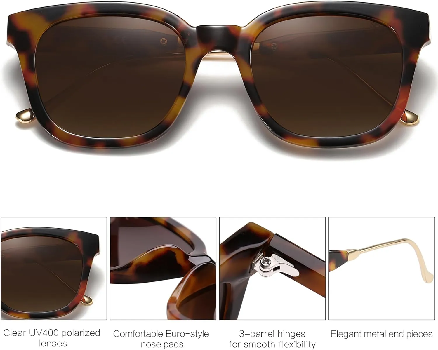 SOJOS Classic Square Polarized Sunglasses Womens Mens Retro Trendy UV400 Sunnies SJ2050