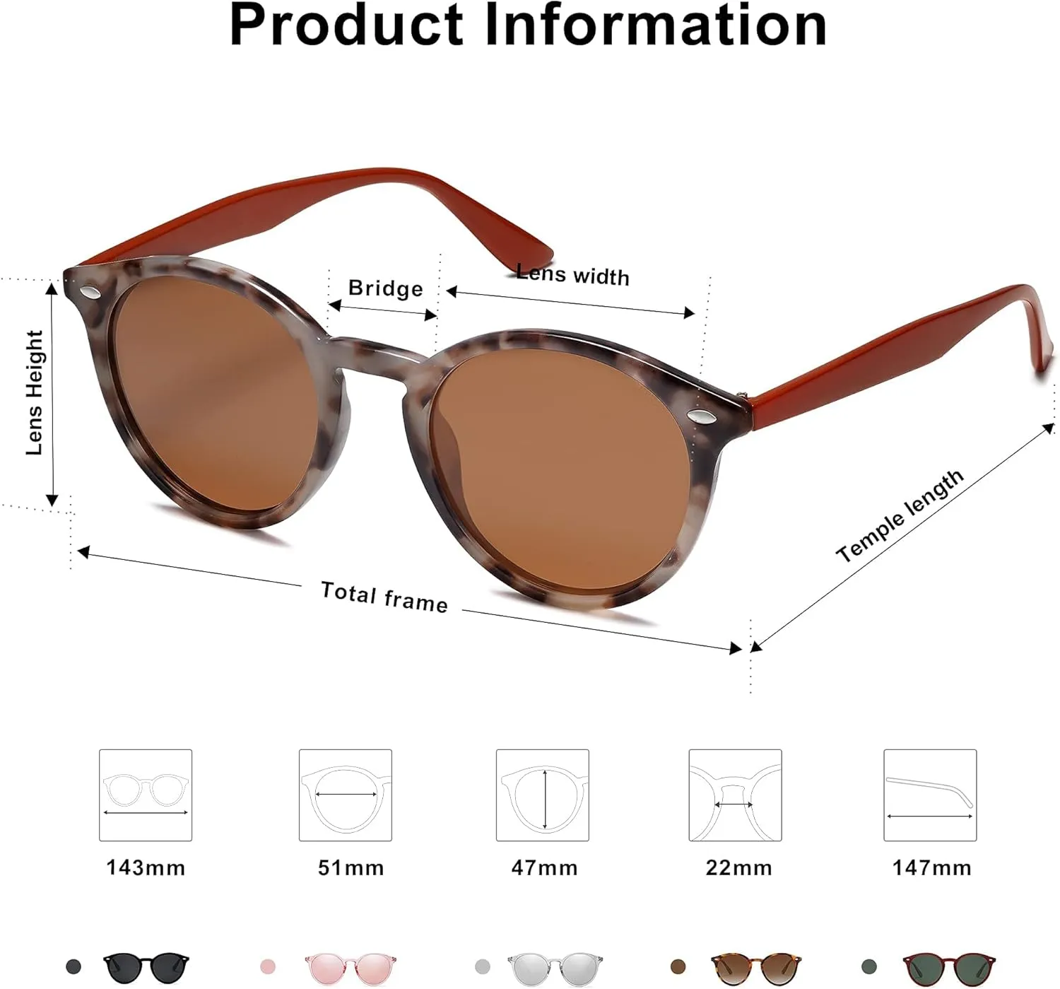 SOJOS Retro Round Polarized Sunglasses for Women Men Classic Vintage Sunnies SJ2069