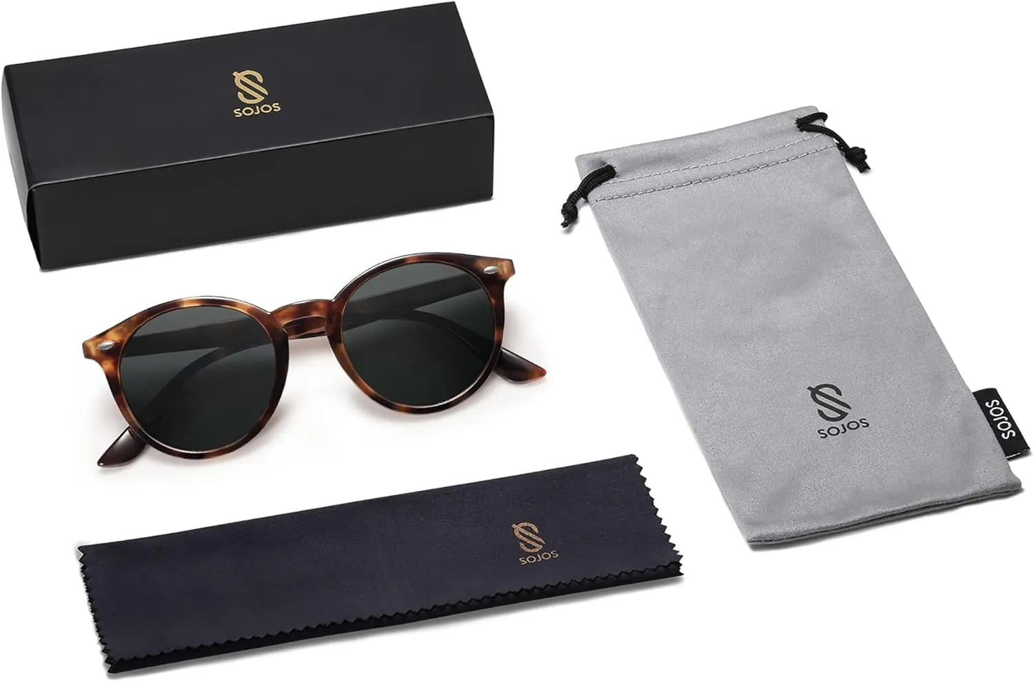 SOJOS Retro Round Polarized Sunglasses for Women Men Classic Vintage Sunnies SJ2069