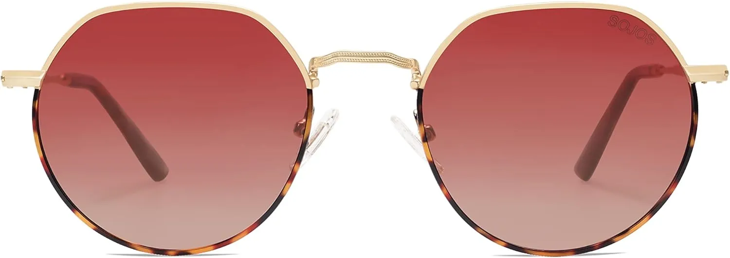 SOJOS Round Polygon Polarized Sunglasses for Women Men Retro Classic Vintage Panto Shades SJ1157