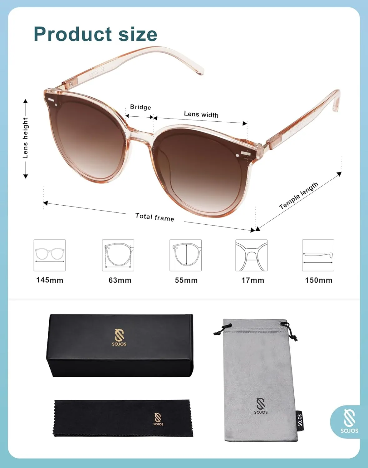 SOJOS Sunglasses Womens Trendy 2025 Classic Round Retro Vintage Shades Large Frame Sunnies SJ2067