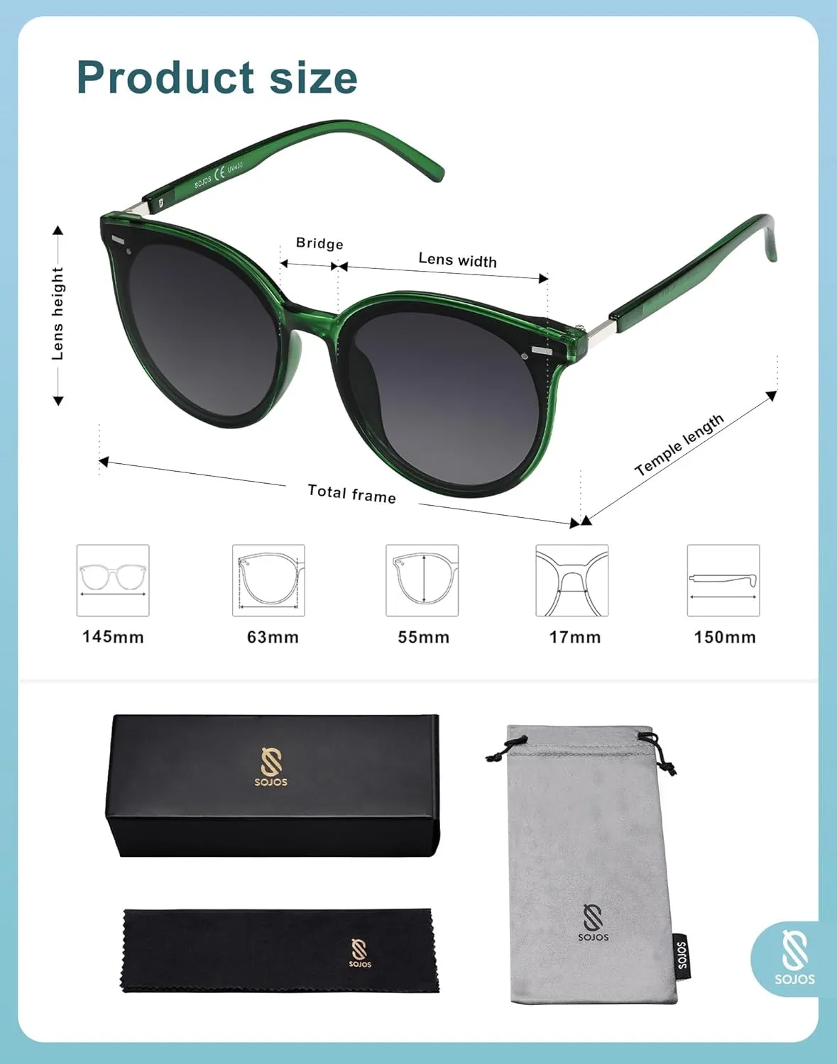 SOJOS Sunglasses Womens Trendy 2025 Classic Round Retro Vintage Shades Large Frame Sunnies SJ2067