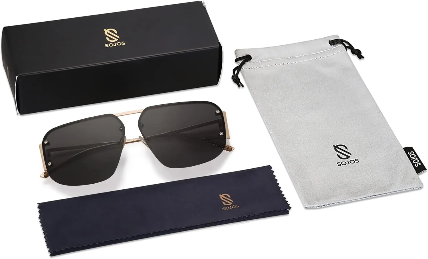 SOJOS Trendy Aviator Sunglasses Mens Womens Retro Metal Rimless Frame Shades Lentes De Sol Para Mujer SJ1192