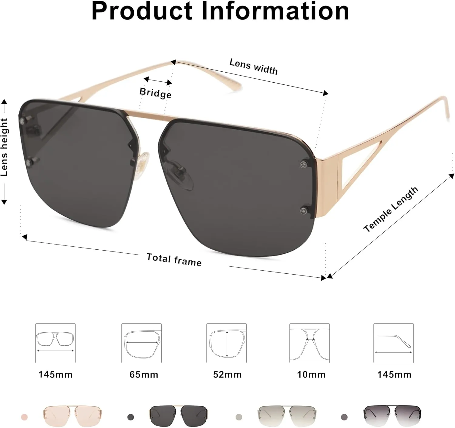 SOJOS Trendy Aviator Sunglasses Mens Womens Retro Metal Rimless Frame Shades Lentes De Sol Para Mujer SJ1192