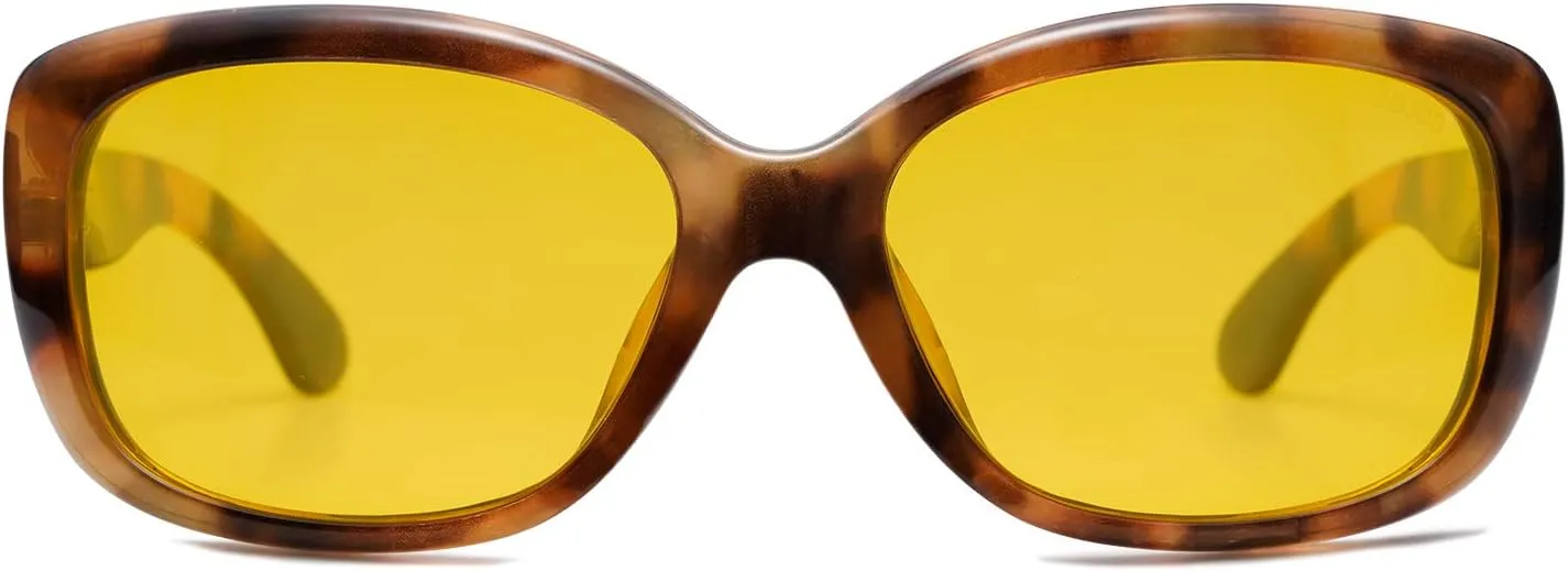 SOJOS Vintage Square Sunglasses for Women Polarized UV Protection Havana Frame