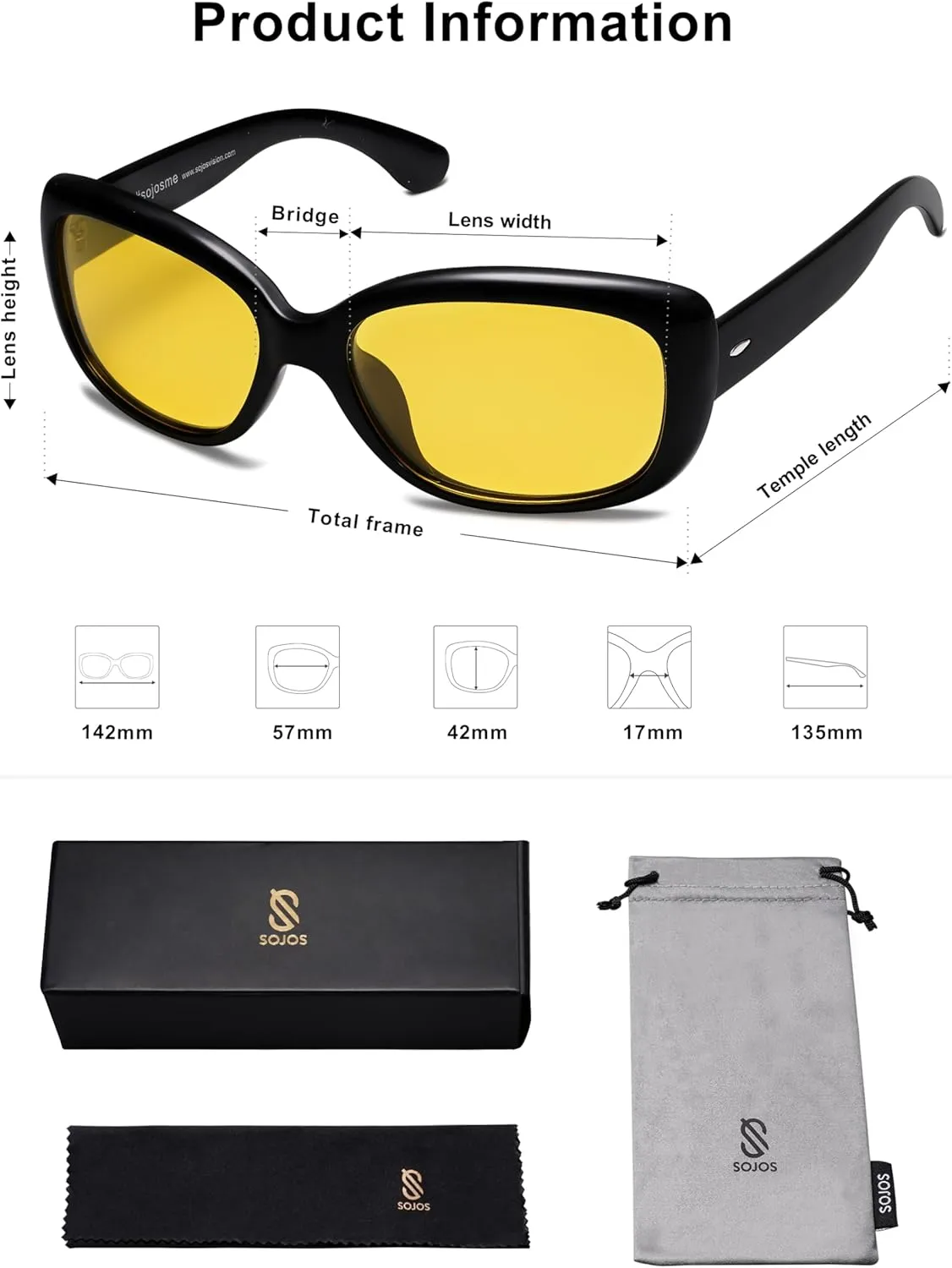 SOJOS Vintage Square Sunglasses for Women Polarized UV Protection Havana Frame