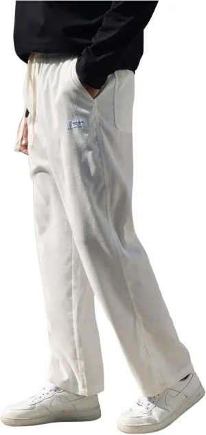 SOLY HUX Men's Corduroy Pants Casual Drawstring Elastic Waist Straight Leg Sweatpants with Pockets