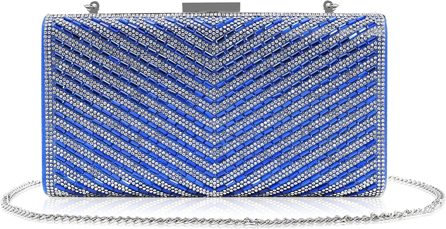 Sparkly Rhinestone Clutch for Bridal Glitter Metal Clasp Purse Formal Party and Wedding Evening Bag For Women
