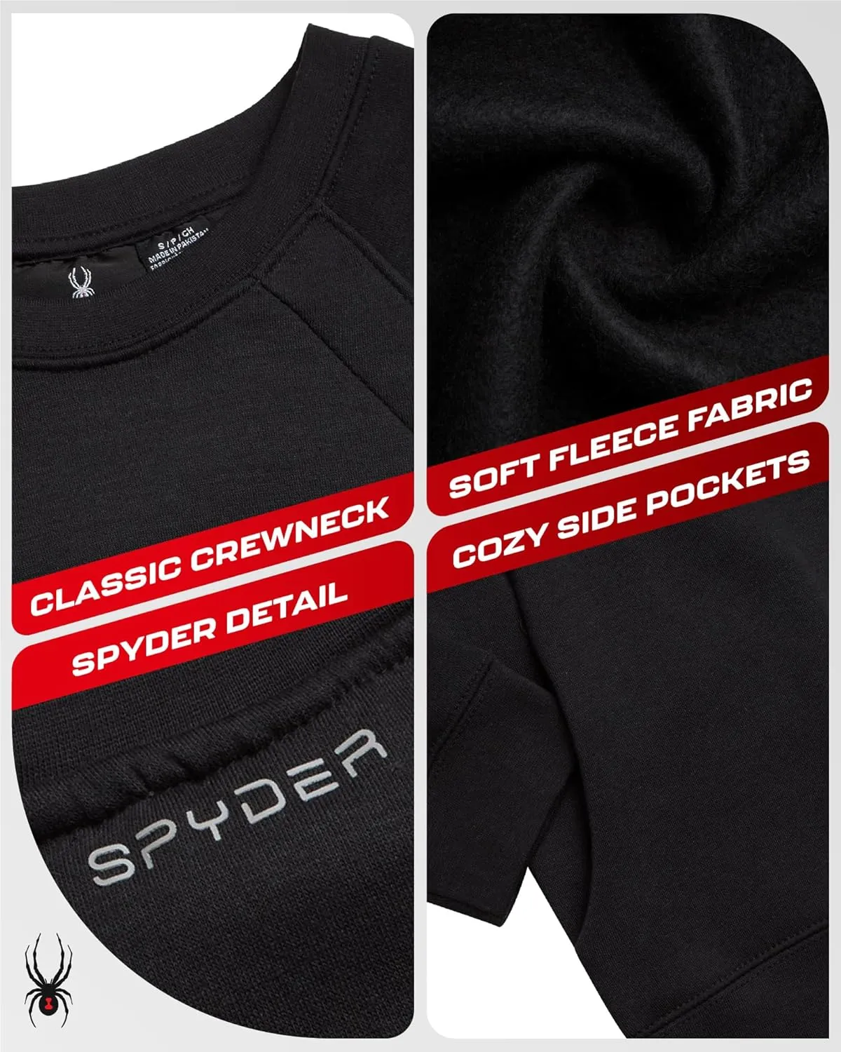 Spyder Women's Crewneck Pullover Sweater - Soft Fleece Long Sleeve Raglan Sweater for Women (Sizes: S-3X)