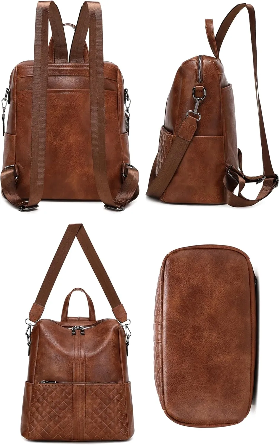 sqlp Daily Use Backpack Purse for Women Vegan Leather Travel Back Pack Fashion Multipurpose Design Shoulder Bags Handbag