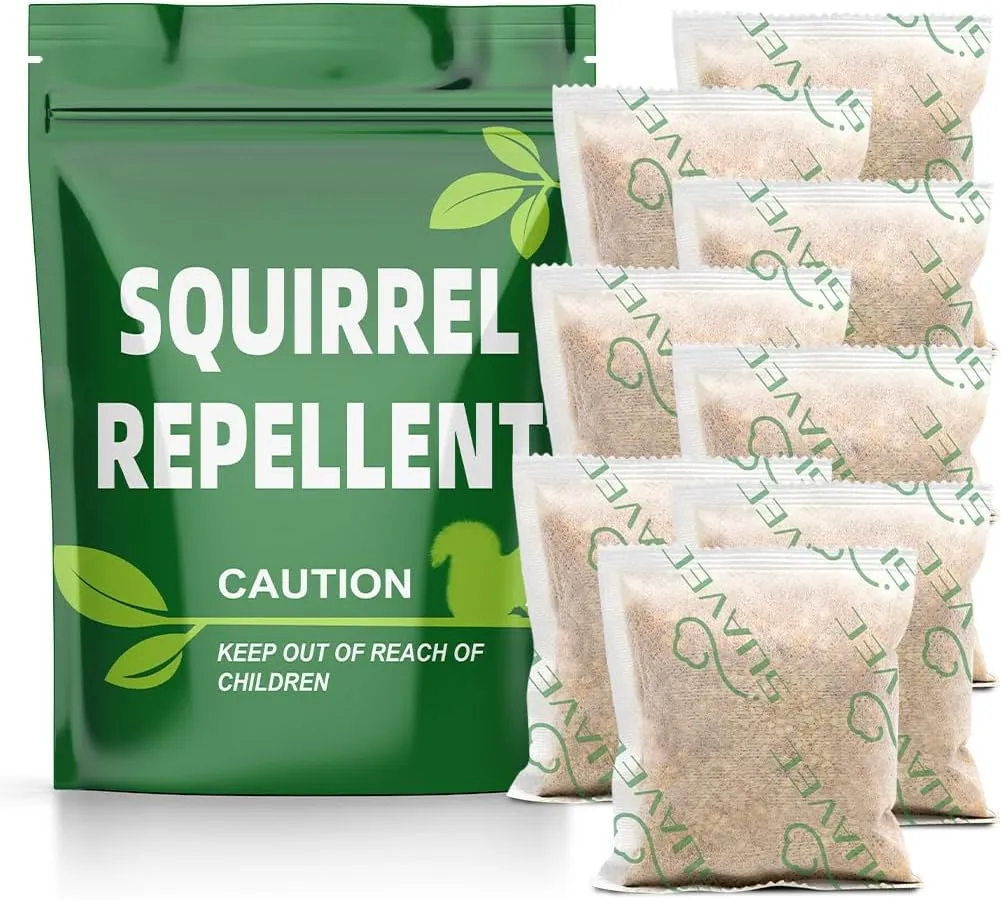 Squirrel Repellent Outdoor, Squirrel Repellant for Attic, Chipmunk Repellent, Squirrels Repeller, Chipmunk Deterrent for Garden, Repellant for Squirrels, Keep Squirrel Out of Garage-8 Pouches