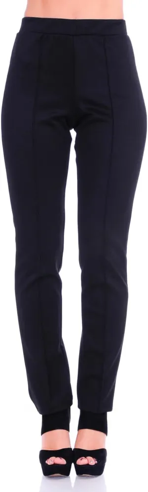 SR Women's Solid Stretch Straight Leg Slim Fit Pants, 2X, Black