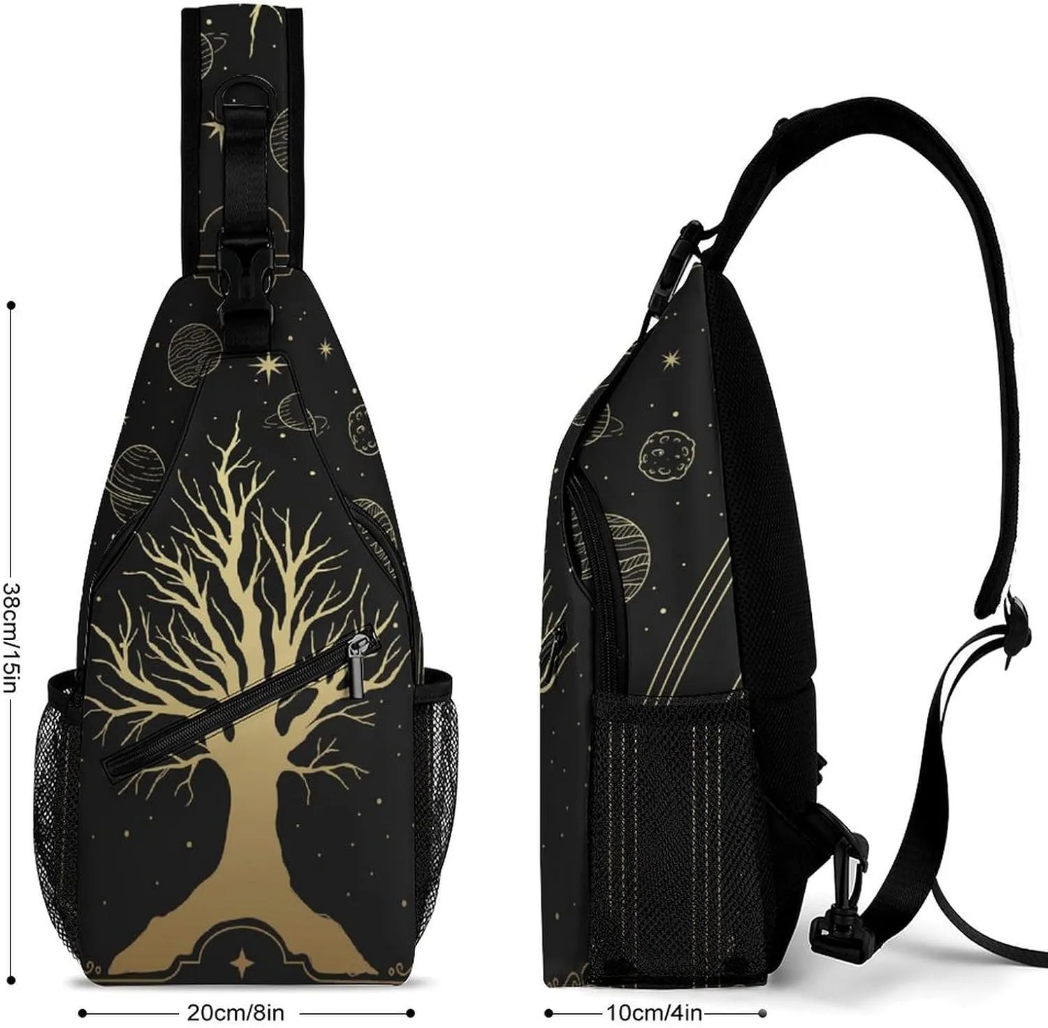Star-planets-print Sling Bag Crossbody Chest Bag Shoulder Bag For Travel Hiking Cycling Camping