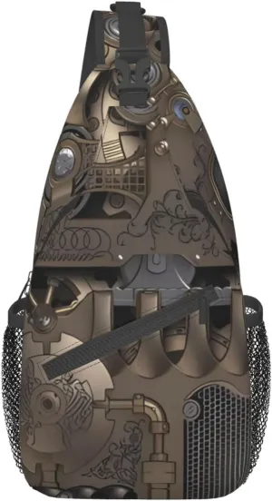 Steampunk Mechanical Gears Sling Bag Crossbody Shoulder Backpack Casual Chest Bag Sport Travel Hiking Daypack For Women Men