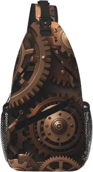 Steampunk Mechanical Gears Sling Bag For Women Men Travel Hiking Backpack Crossbody Shoulder Chest Bags Casual Daypack