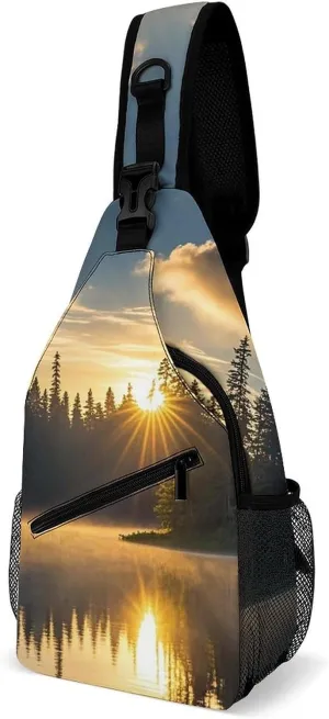Stormy Waves Vintage Sailboat Crossbody Bag, Sling Bag, Sling Backpack, Belt Bags for Travel Outdoors Hiking