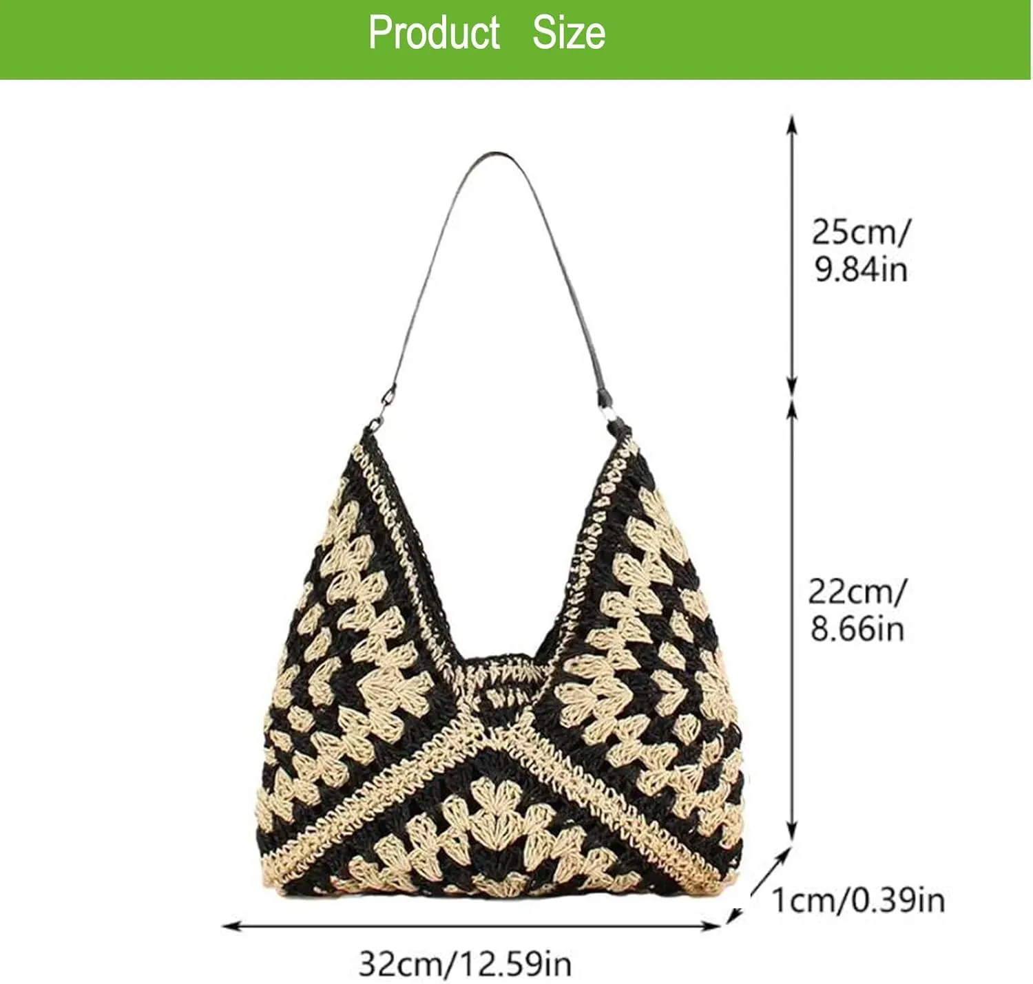Straw Hobo Bags for Women,Large Woven Tote Bag Summer Crochet Shoulder Bag,Vintage Beach Bag Foldable Handbag for Vacation