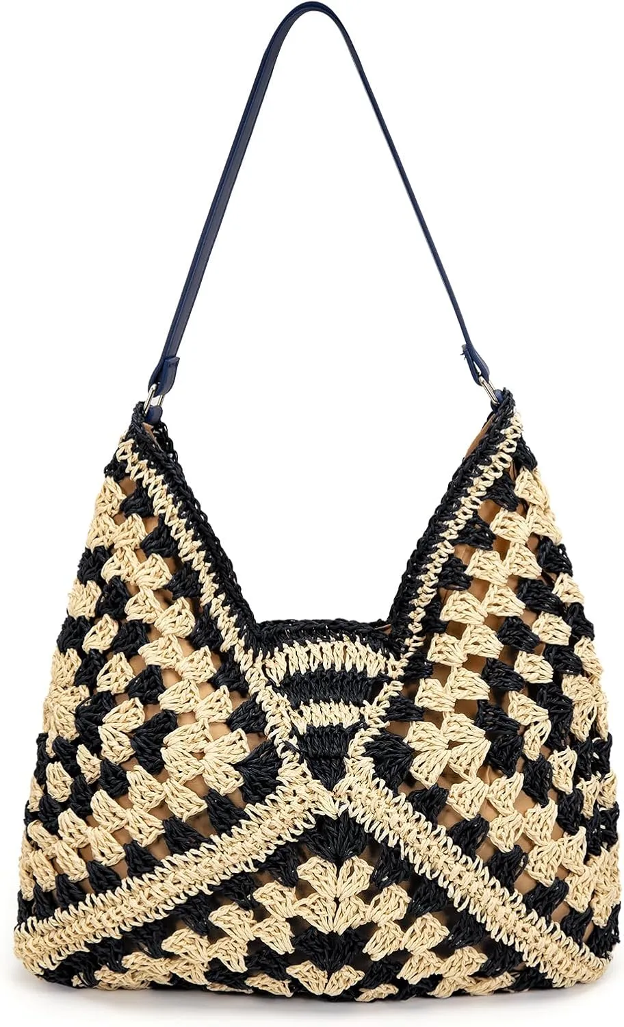 Straw Hobo Bags for Women,Large Woven Tote Bag Summer Crochet Shoulder Bag,Vintage Beach Bag Foldable Handbag for Vacation