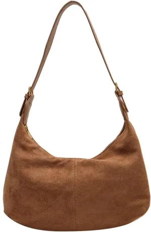 Suede Shoulder Bag Crescent Suede Purse for Women Brown Suede Handbags 2024 Fall Purse Stylish Suede Crossbody Bag