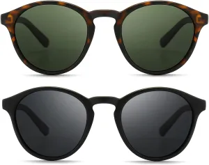 SUNGAIT Classic Vintage Round Polarized Sunglasses for Women Men Retro Style UV400
