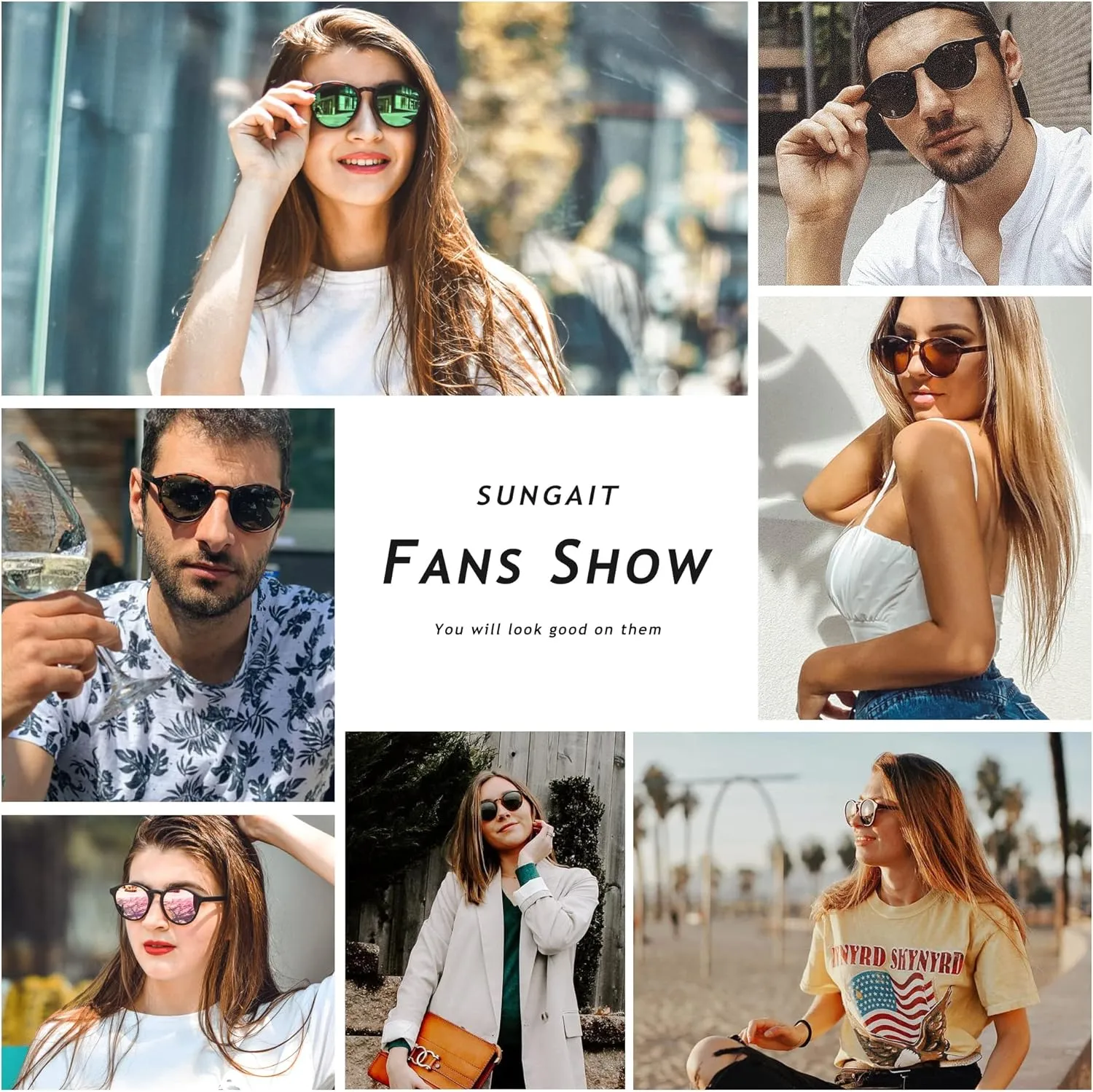 SUNGAIT Classic Vintage Round Polarized Sunglasses for Women Men Retro Style UV400