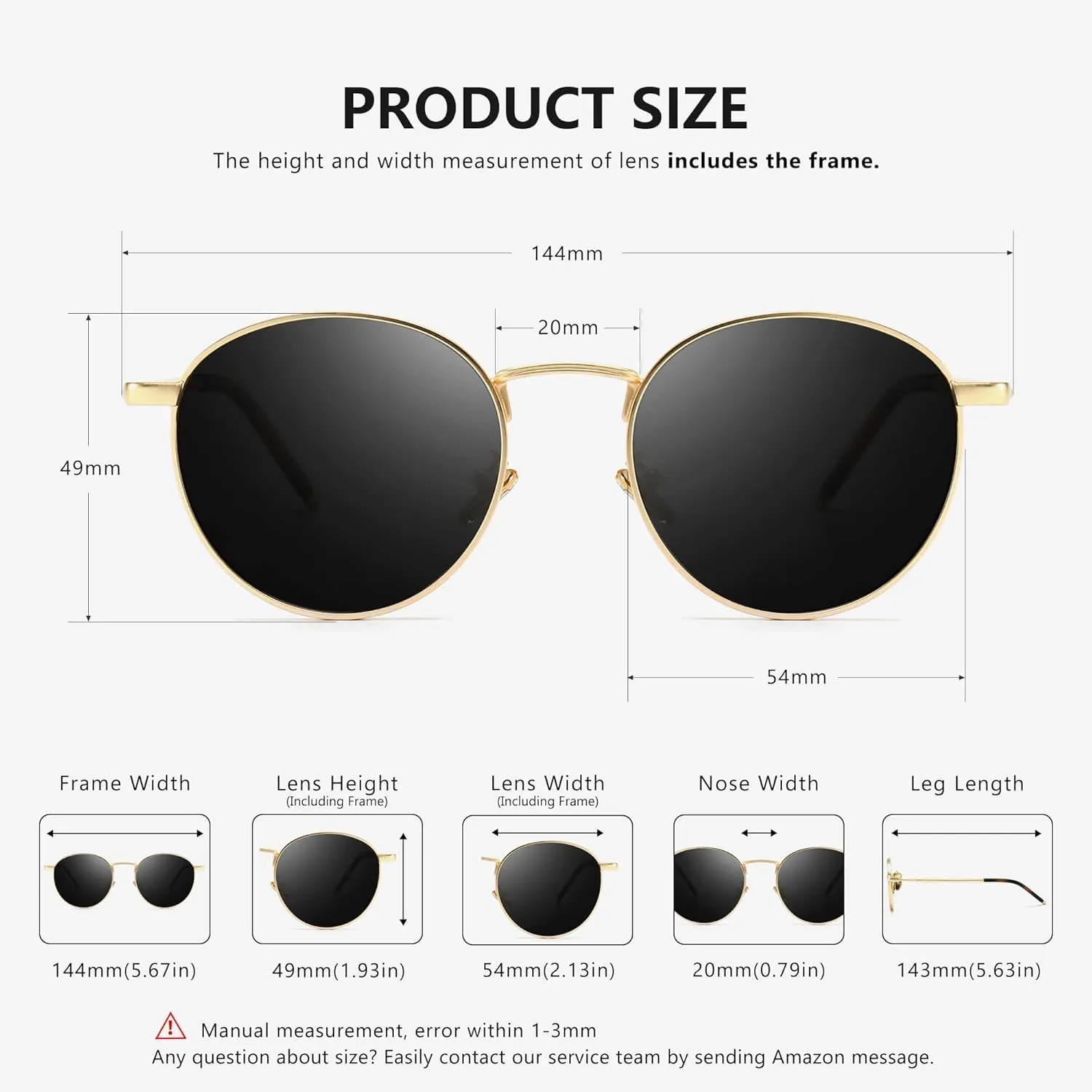 SUNGAIT Ponderable Metal Round Sunglasses for Men Women Classic Vintage Polarized Circle Sun Glasses