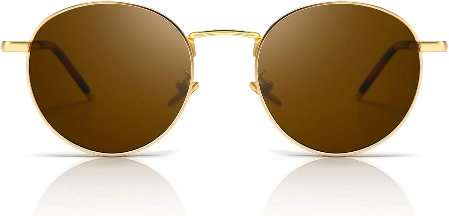SUNGAIT Ponderable Metal Round Sunglasses for Men Women Classic Vintage Polarized Circle Sun Glasses