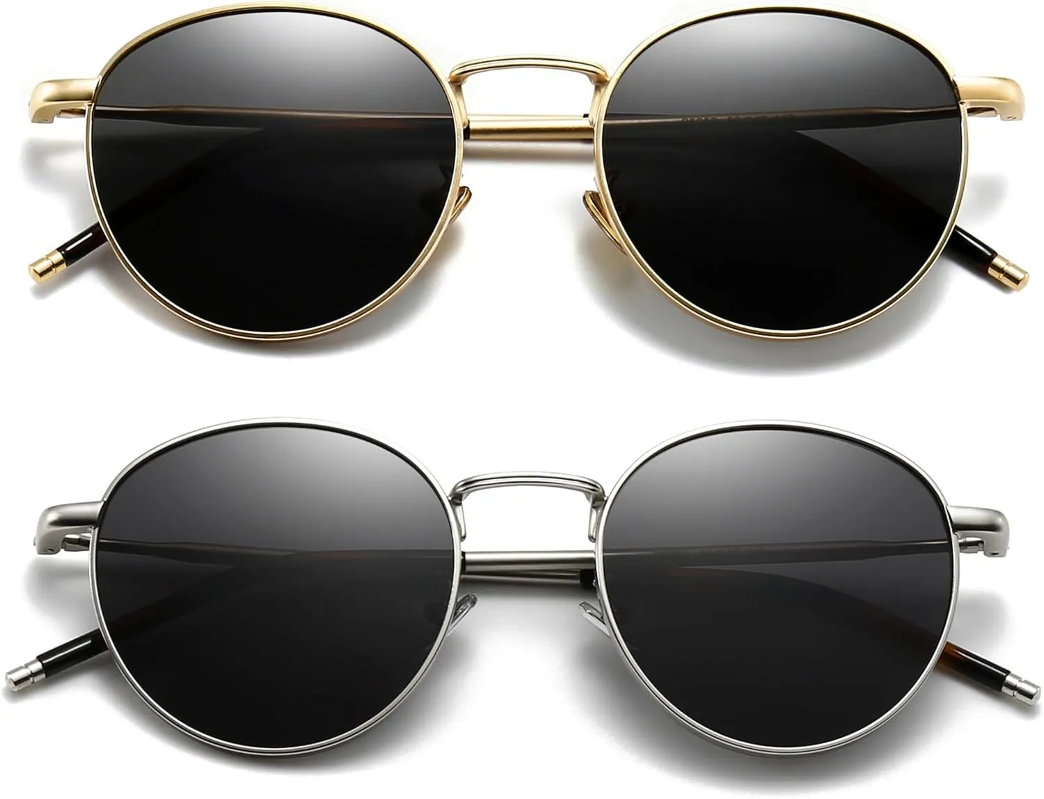 SUNGAIT Ponderable Metal Round Sunglasses for Men Women Classic Vintage Polarized Circle Sun Glasses