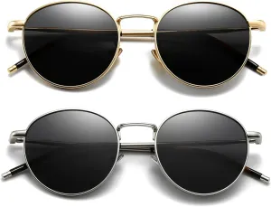 SUNGAIT Ponderable Metal Round Sunglasses for Men Women Classic Vintage Polarized Circle Sun Glasses