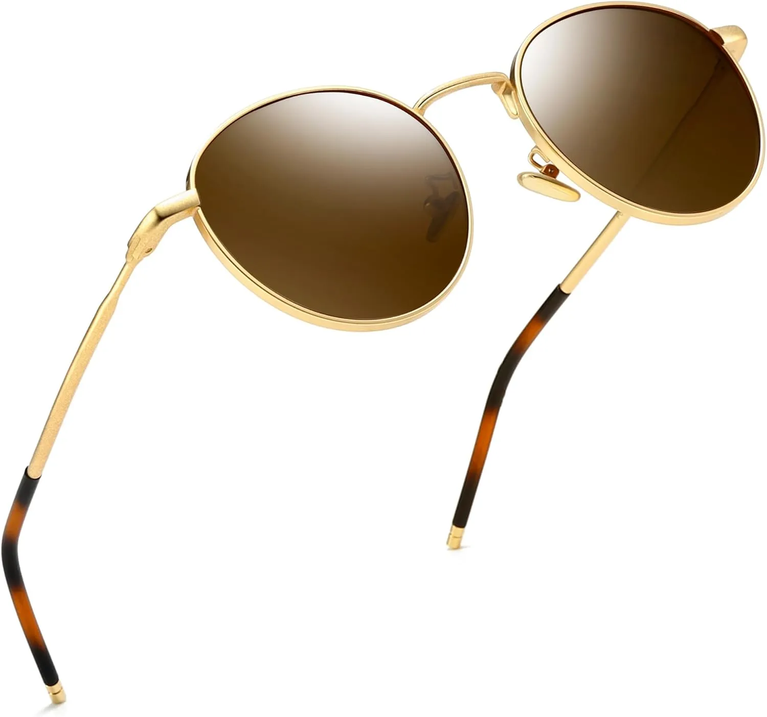 SUNGAIT Ponderable Metal Round Sunglasses for Men Women Classic Vintage Polarized Circle Sun Glasses