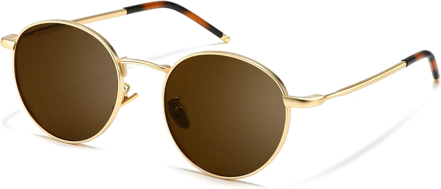 SUNGAIT Ponderable Metal Round Sunglasses for Men Women Classic Vintage Polarized Circle Sun Glasses