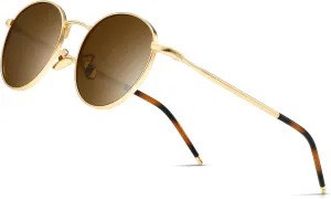 SUNGAIT Ponderable Metal Round Sunglasses for Men Women Classic Vintage Polarized Circle Sun Glasses