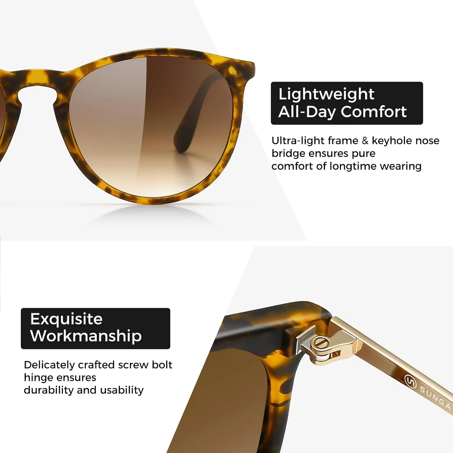 SUNGAIT Vintage Round Sunglasses for Women Men Classic Retro Designer Style