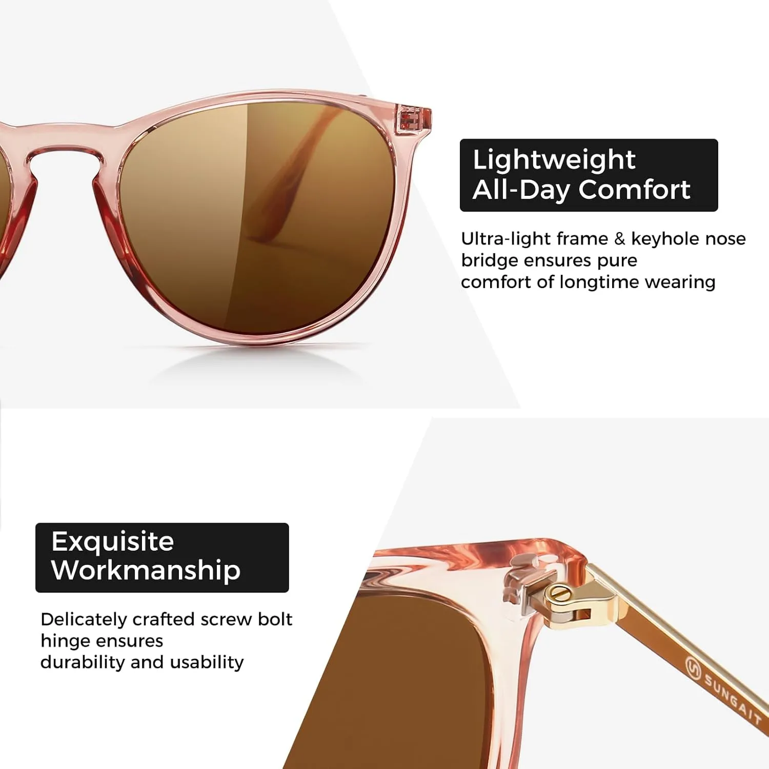 SUNGAIT Vintage Round Sunglasses for Women Men Classic Retro Designer Style