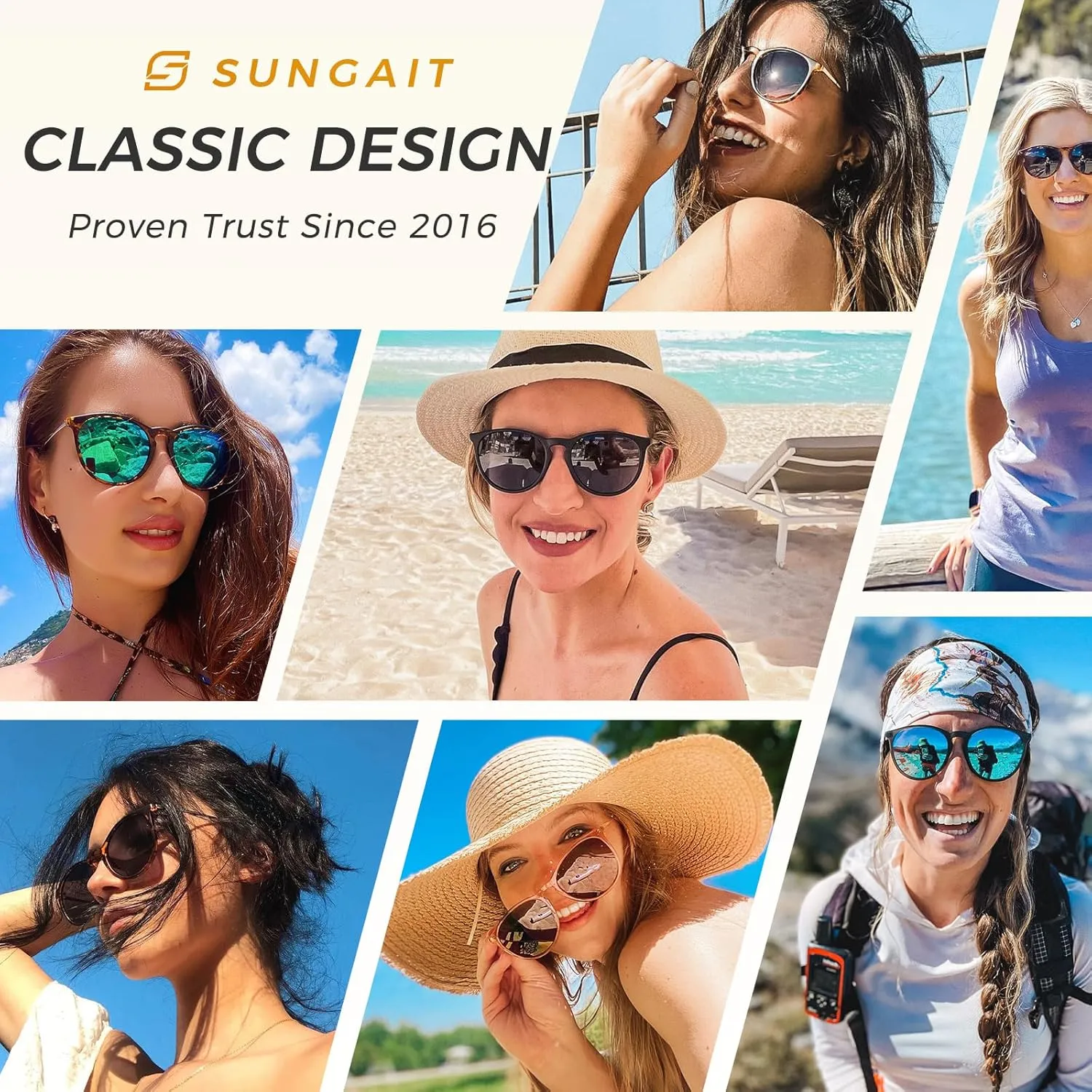 SUNGAIT Vintage Round Sunglasses for Women Men Classic Retro Designer Style