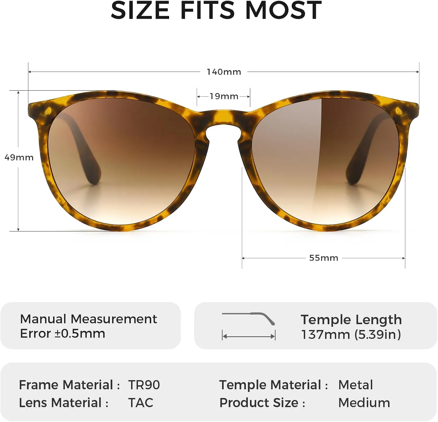 SUNGAIT Vintage Round Sunglasses for Women Men Classic Retro Designer Style